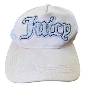 Juicy Couture Trucker Hat Light Pink W/ Rhinestone Mesh Womens Adjustable Flaws